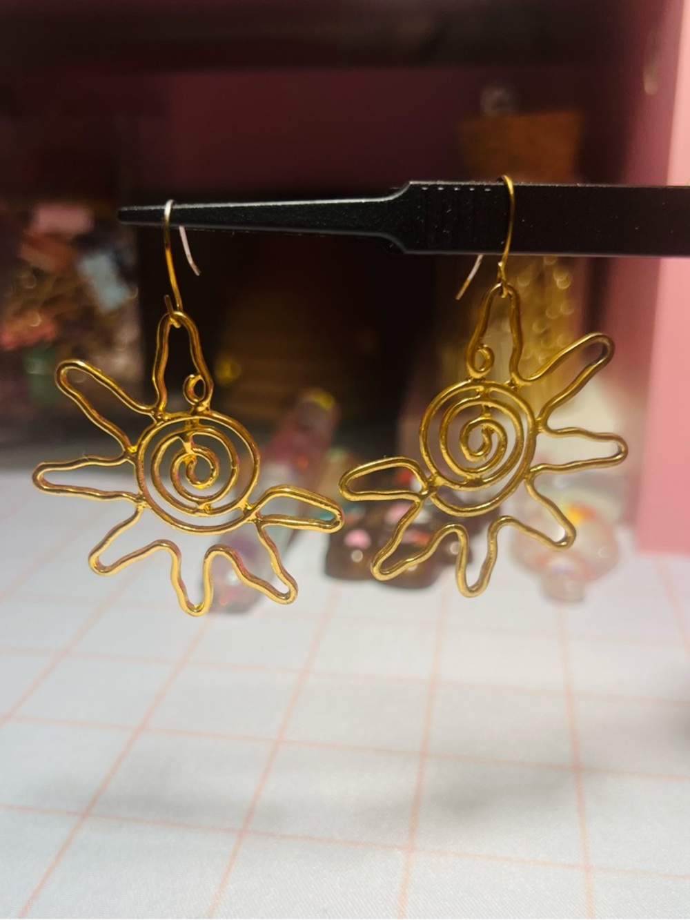 Radiant Gold Half Sun Spiral Drop Earrings